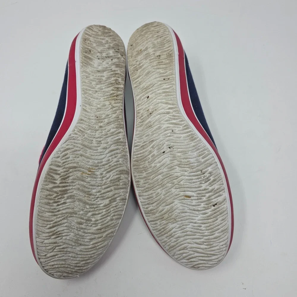 Grasshoppers Loafers Size 10M Nautical Boat Shoes Canvas Slip On Navy Blue Red